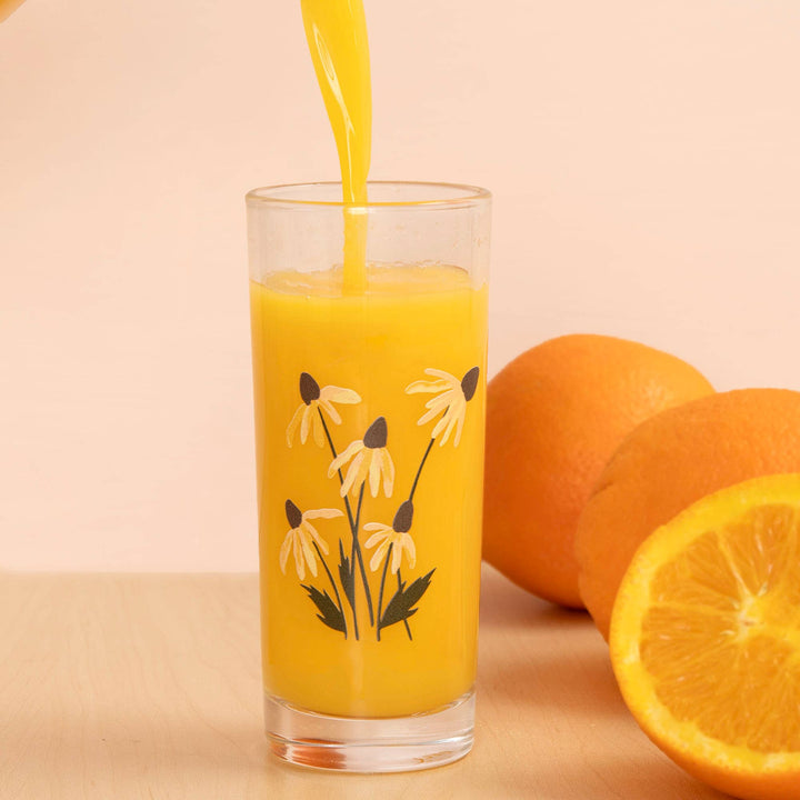 Black Eyed Susans Tall Juice Glass - Merry Piglets1canoe2 | One Canoe Two Paper Co.