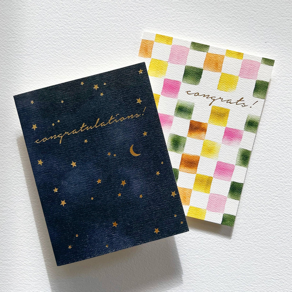 Black Sky Congrats Greeting Card - Merry PigletsAbigail Jayne Design