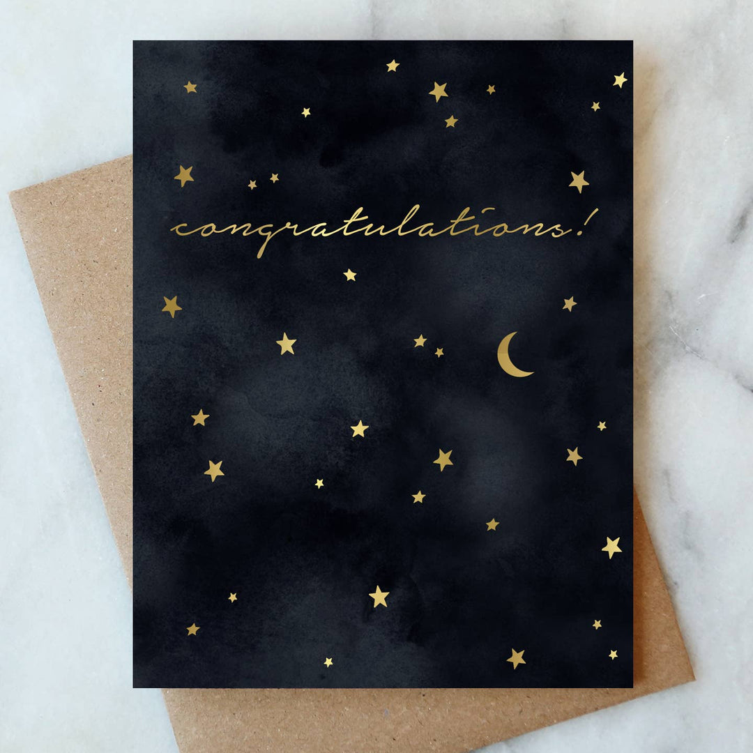 Black Sky Congrats Greeting Card - Merry PigletsAbigail Jayne Design
