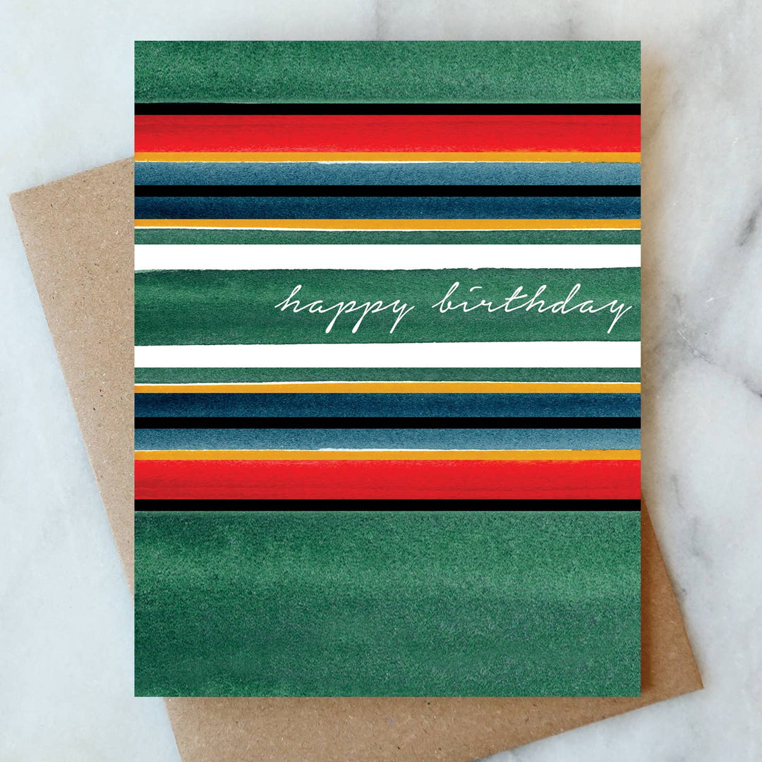 Blanket Stripe Birthday Greeting Card - Merry PigletsAbigail Jayne Design