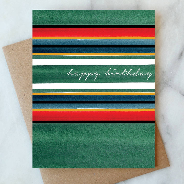 Blanket Stripe Birthday Greeting Card - Merry PigletsAbigail Jayne Design