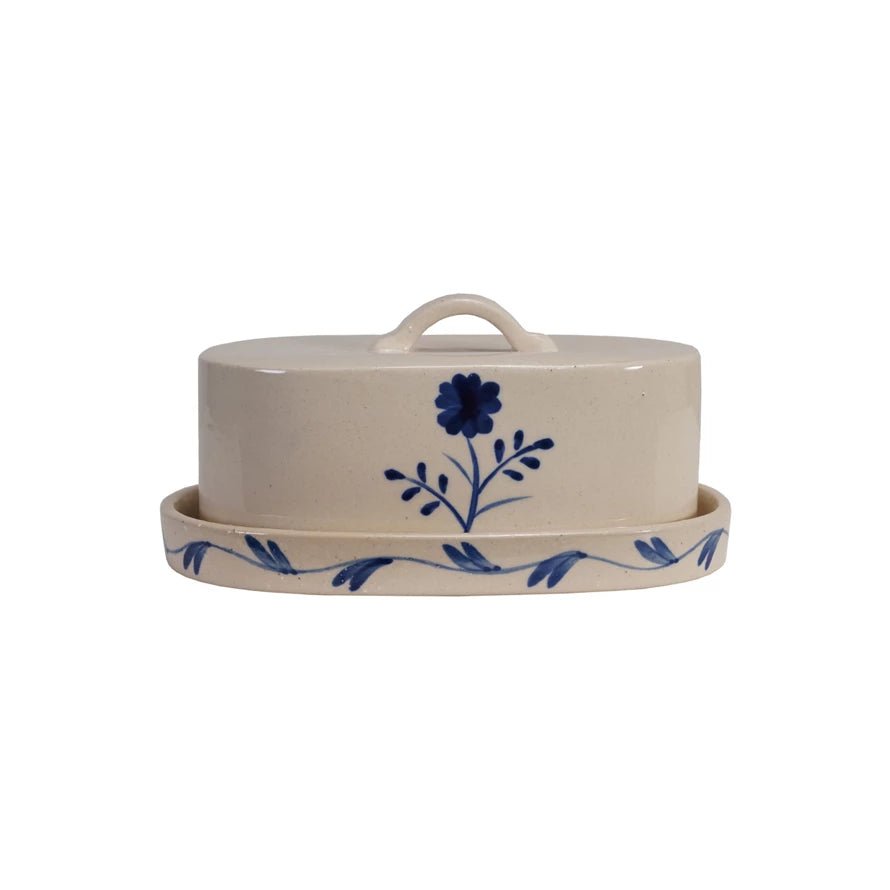 Blue and White Butter Dish - Merry PigletsCreative Co - Op