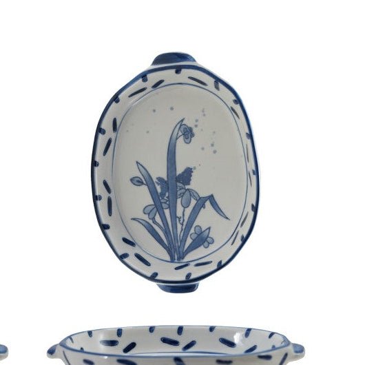 Blue and White Mini Botanical Baking Dish - Merry PigletsCreative Co-Op