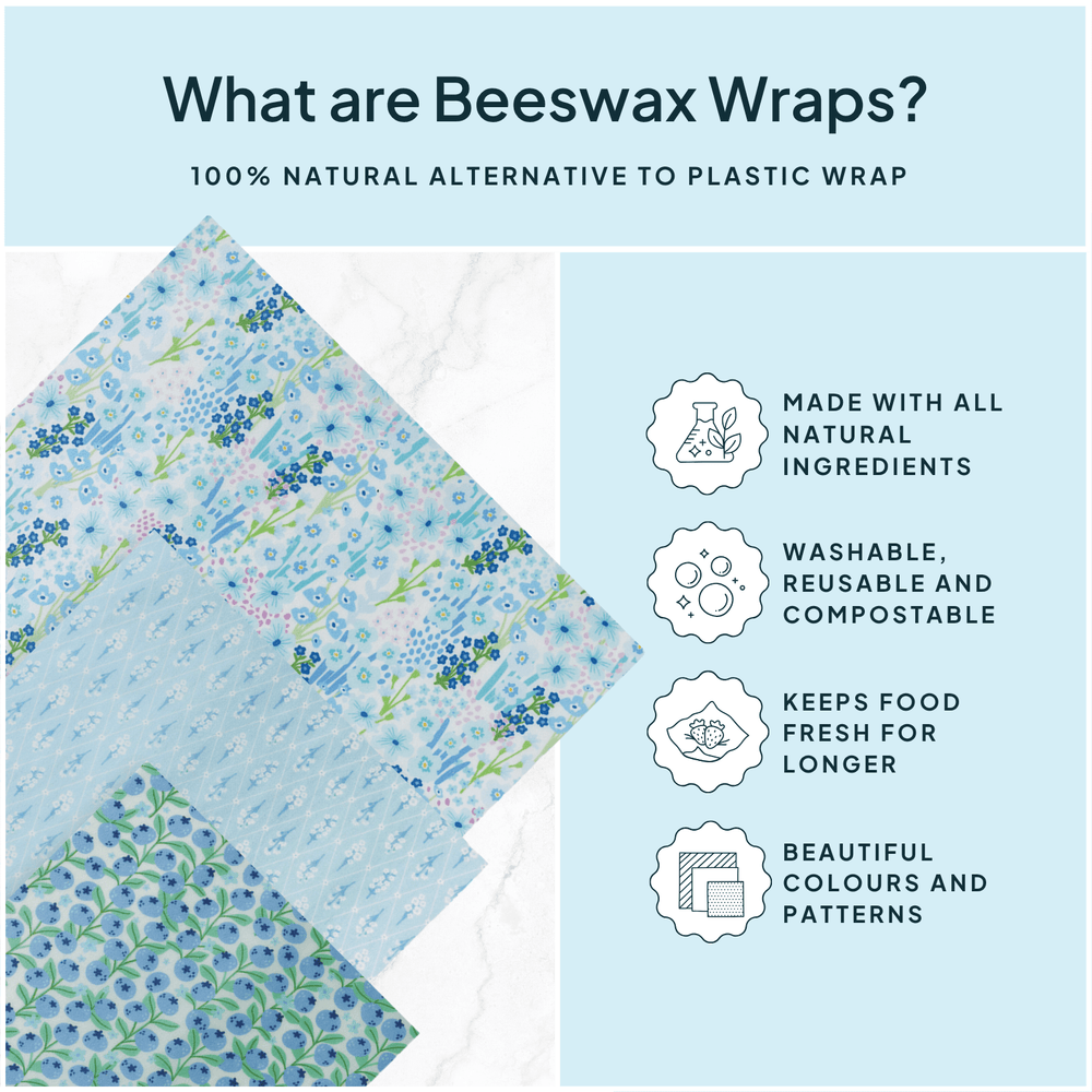 Blue Beeswax Wrap Variety Set - Merry PigletsNATURE BEE