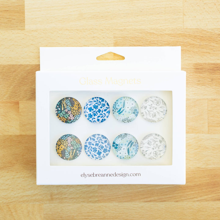 Blue Floral Glass Magnets Set - Merry PigletsElyse Breanne Design