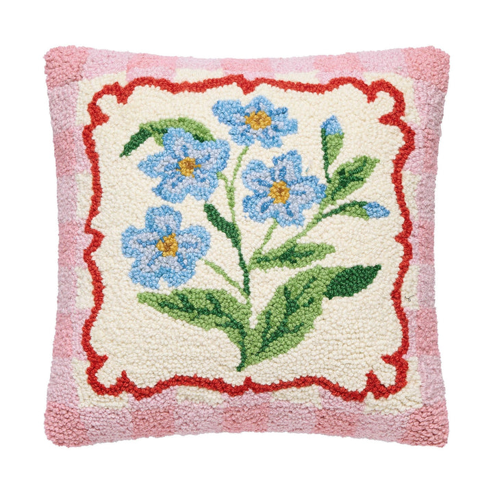 Blue Flower Frame Hooked Pillow - Merry PigletsPeking Handicraft