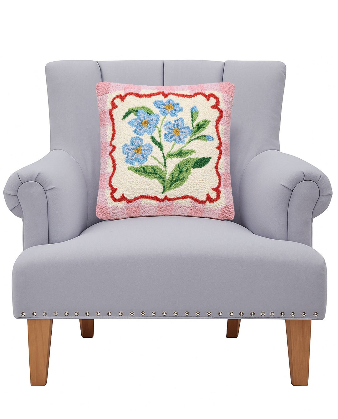Blue Flower Frame Hooked Pillow - Merry PigletsPeking Handicraft