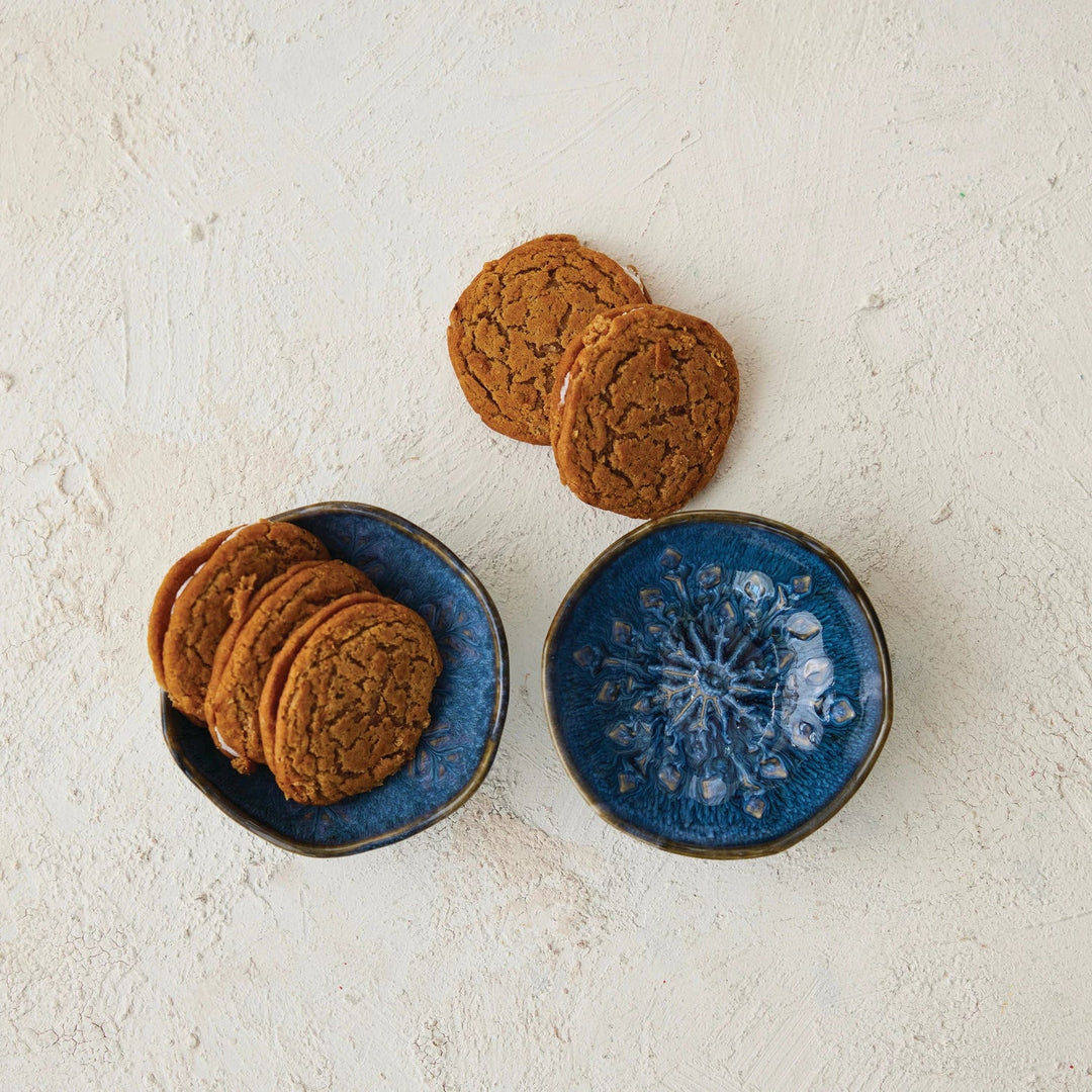 Blue Snowflake Dish - Merry PigletsCreative Co - Op