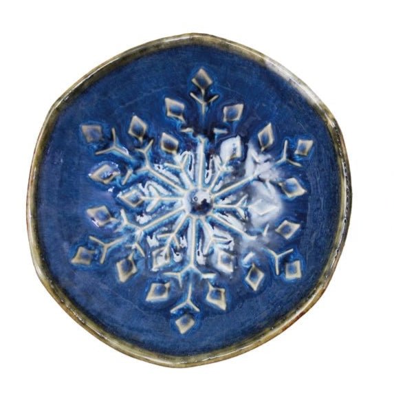 Blue Snowflake Dish - Merry PigletsCreative Co - Op