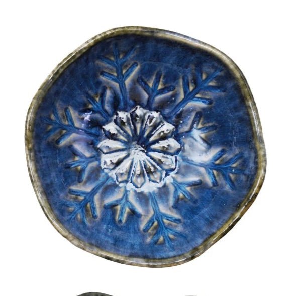 Blue Snowflake Dish - Merry PigletsCreative Co - Op