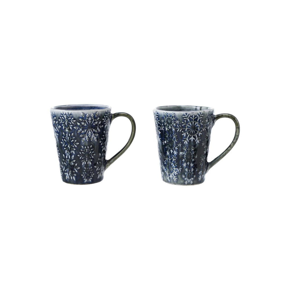 Blue Snowflake Mug - Merry PigletsCreative Co - Op