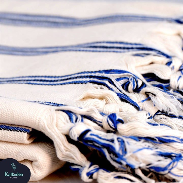 Blue Stripe Turkish Throw Blanket - Merry PigletsKalkedon Towels
