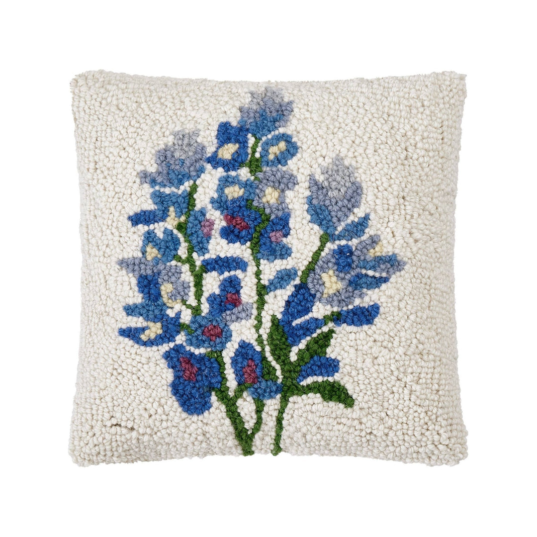 Bluebonnet Wool Hooked Pillow - Merry PigletsPeking Handicraft