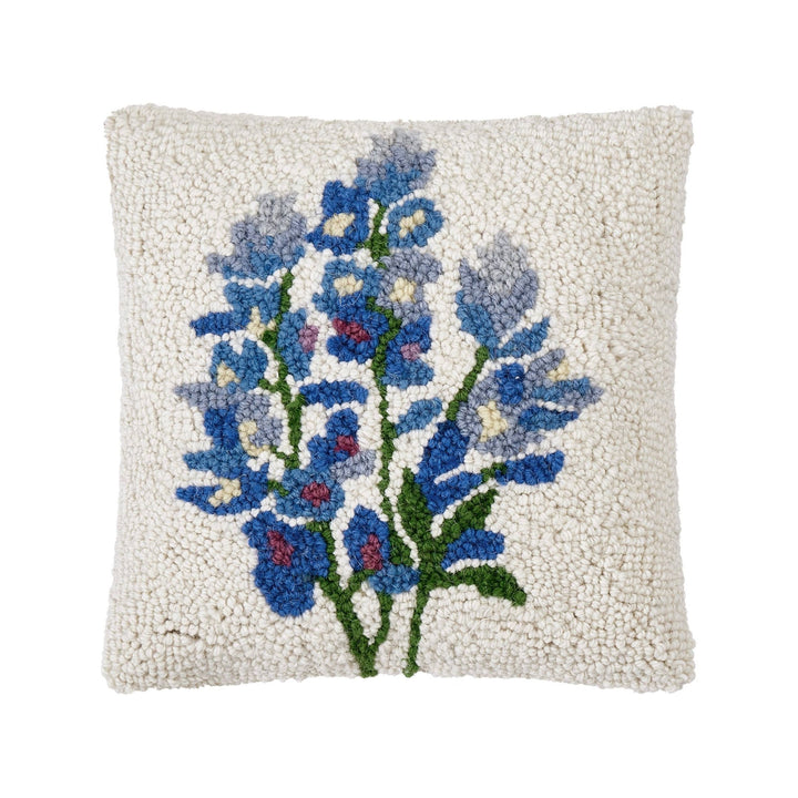 Bluebonnet Wool Hooked Pillow - Merry PigletsPeking Handicraft