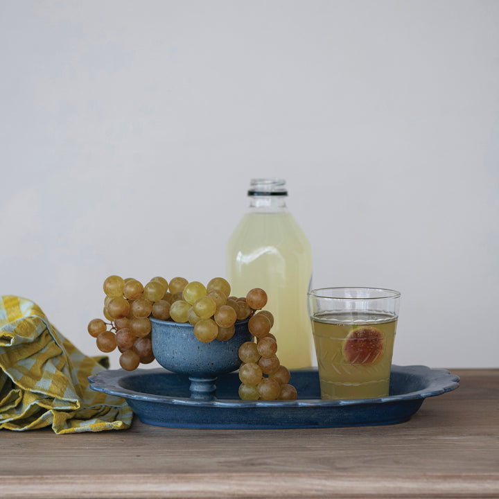 Blue Scalloped Platter