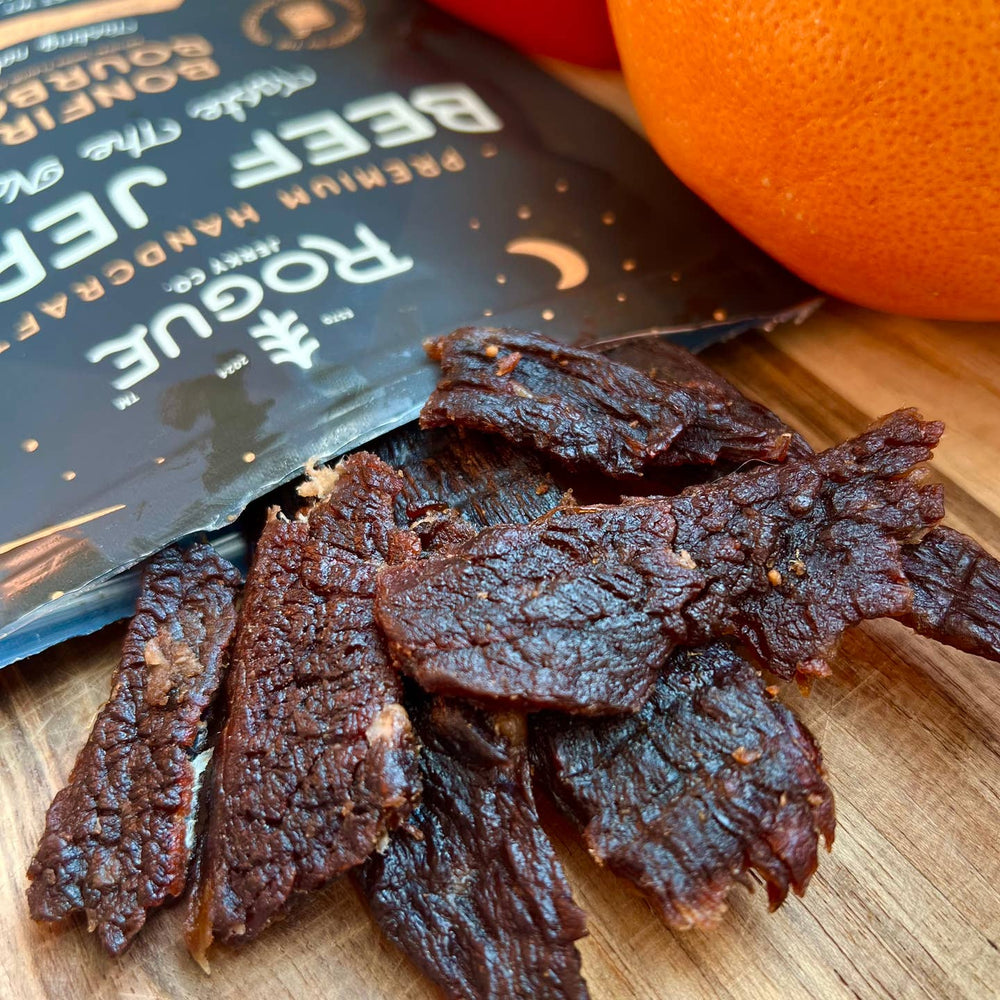 Bonfire Bourbon Beef Jerky - Merry PigletsRogue Jerky Co.