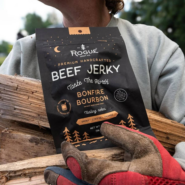 Bonfire Bourbon Beef Jerky - Merry PigletsRogue Jerky Co.