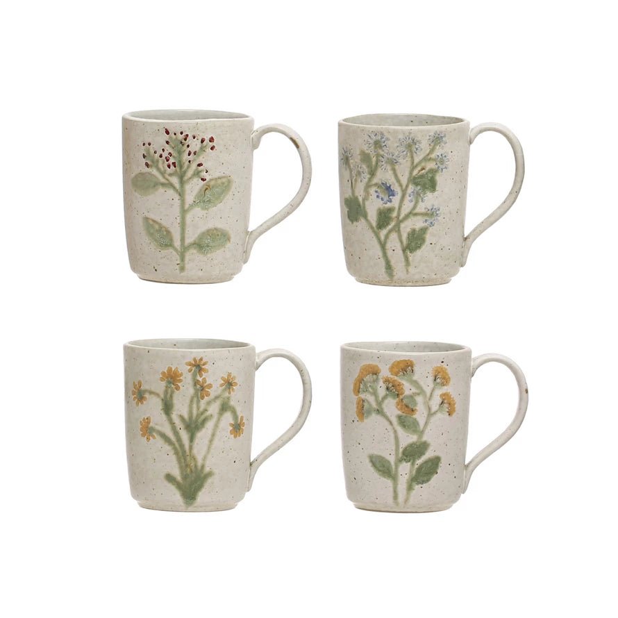 Botanical Flower Mug - Merry PigletsCreative Co - Op