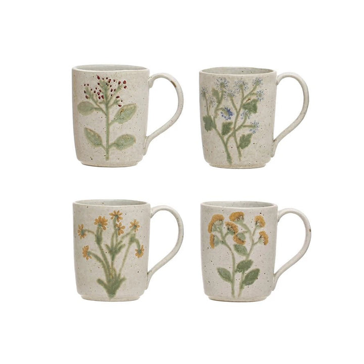 Botanical Flower Mug - Merry PigletsCreative Co - Op