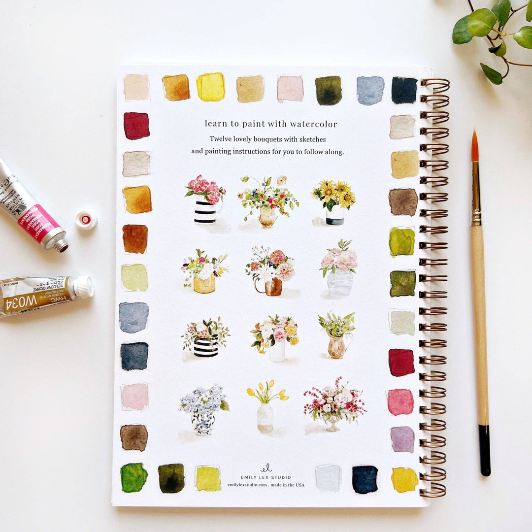 Bouquets Watercolor Workbook - Merry Pigletsemily lex studio