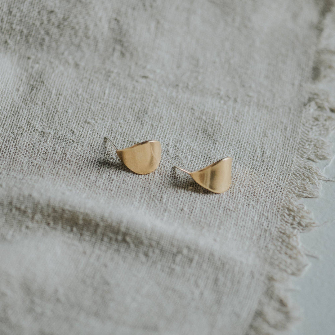 Brass Lotus Stud Earrings - Merry PigletsCommonform