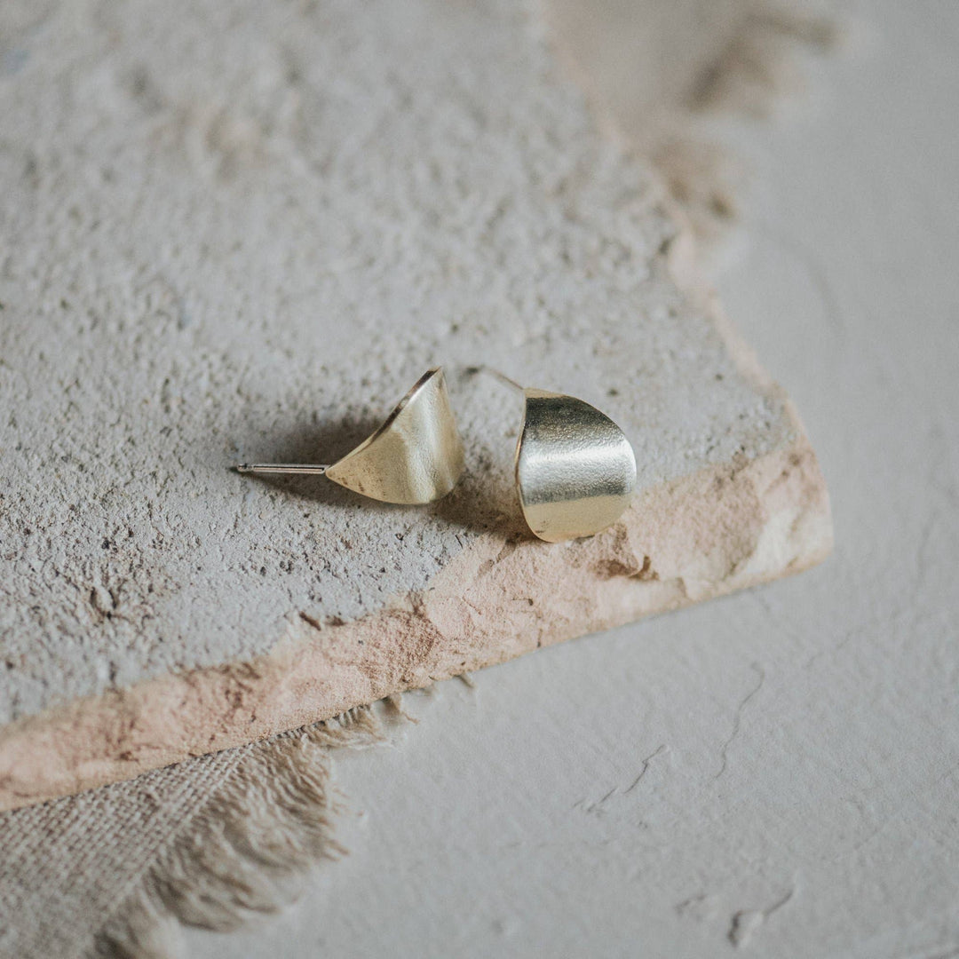 Brass Lotus Stud Earrings - Merry PigletsCommonform