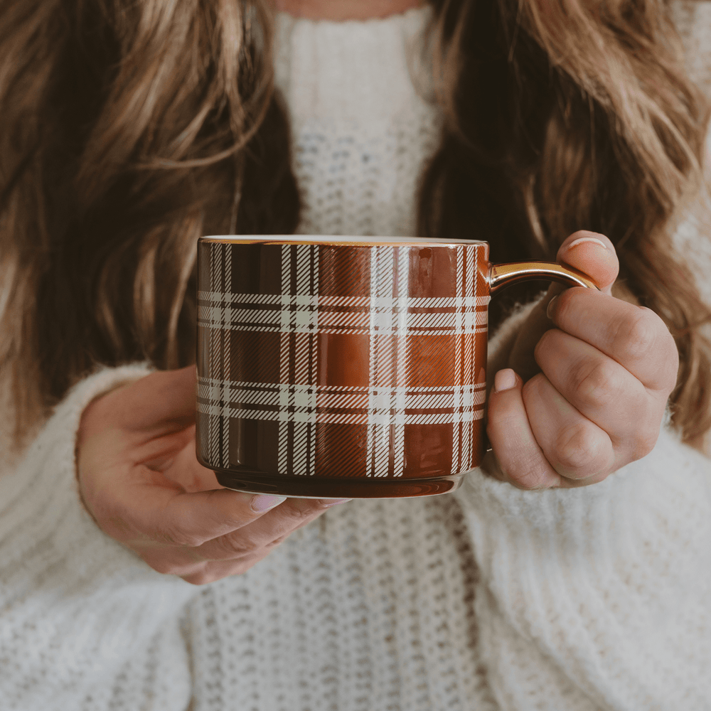 Brown Plaid Coffee Mug - Merry PigletsSweet Water Decor