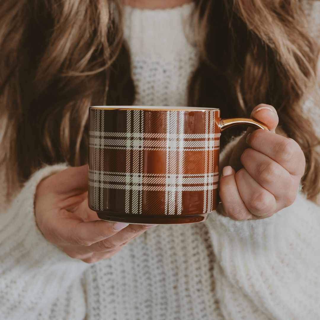 Brown Plaid Coffee Mug - Merry PigletsSweet Water Decor