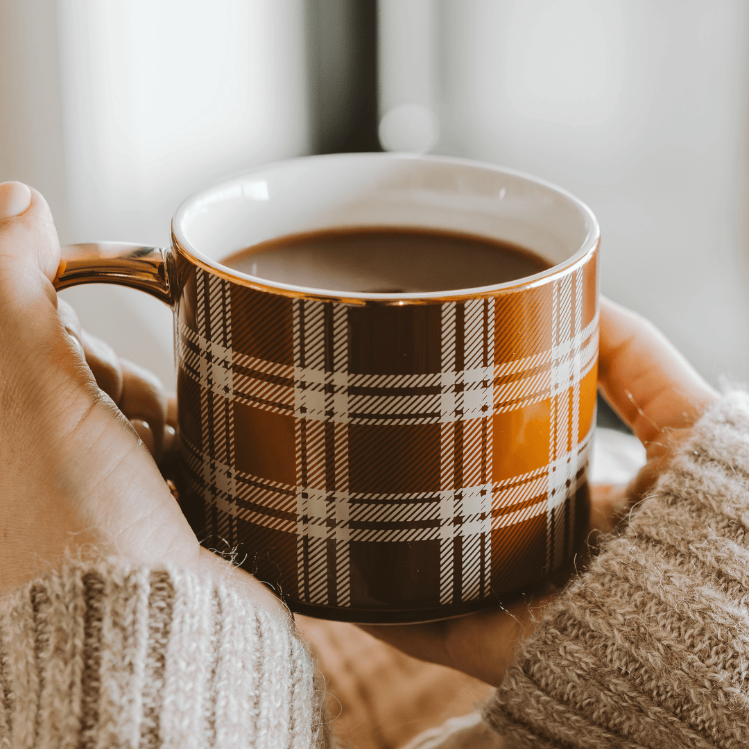 Brown Plaid Coffee Mug - Merry PigletsSweet Water Decor