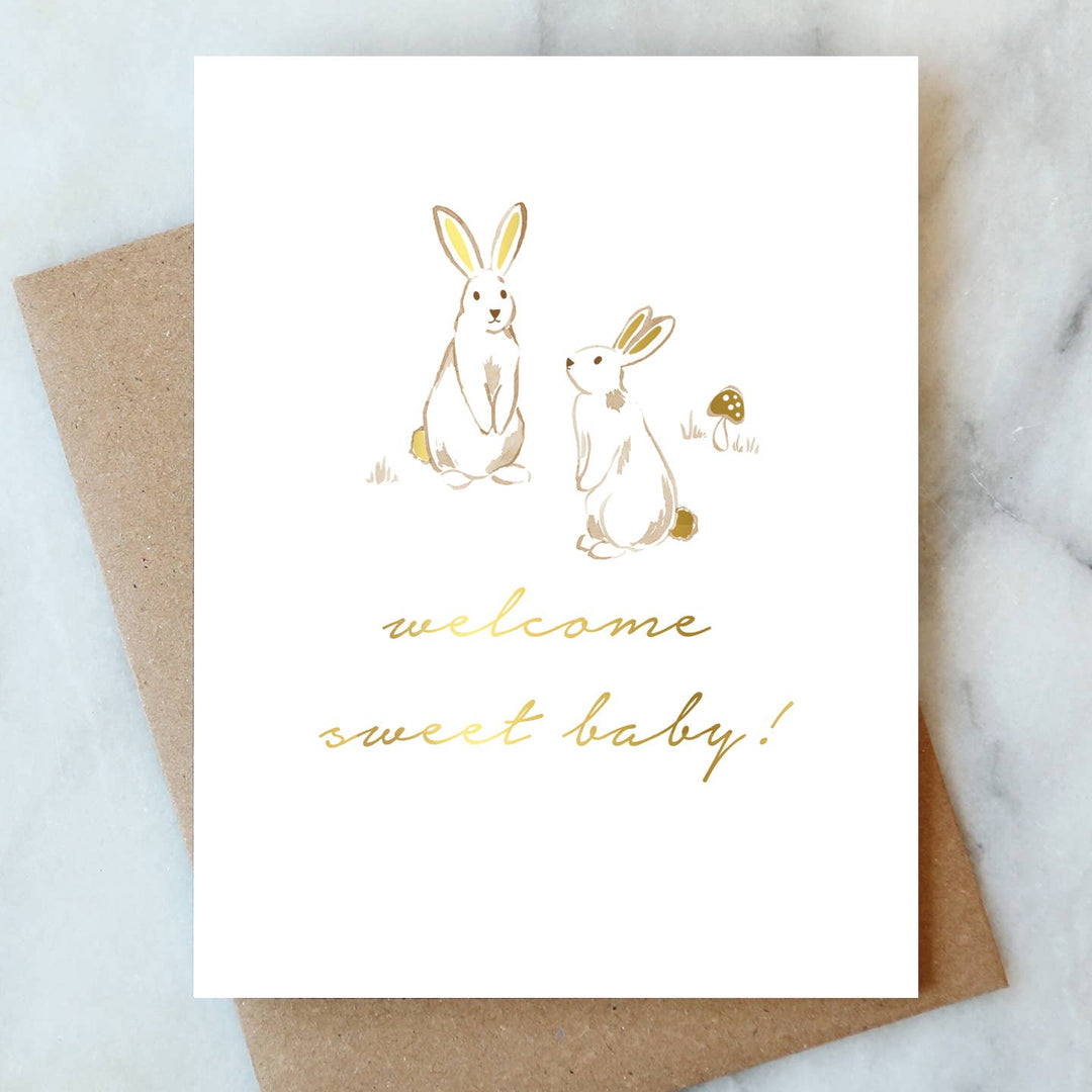 Bunnies Baby Greeting Card - Merry PigletsAbigail Jayne Design
