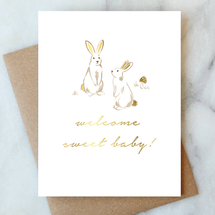Bunnies Baby Greeting Card - Merry PigletsAbigail Jayne Design