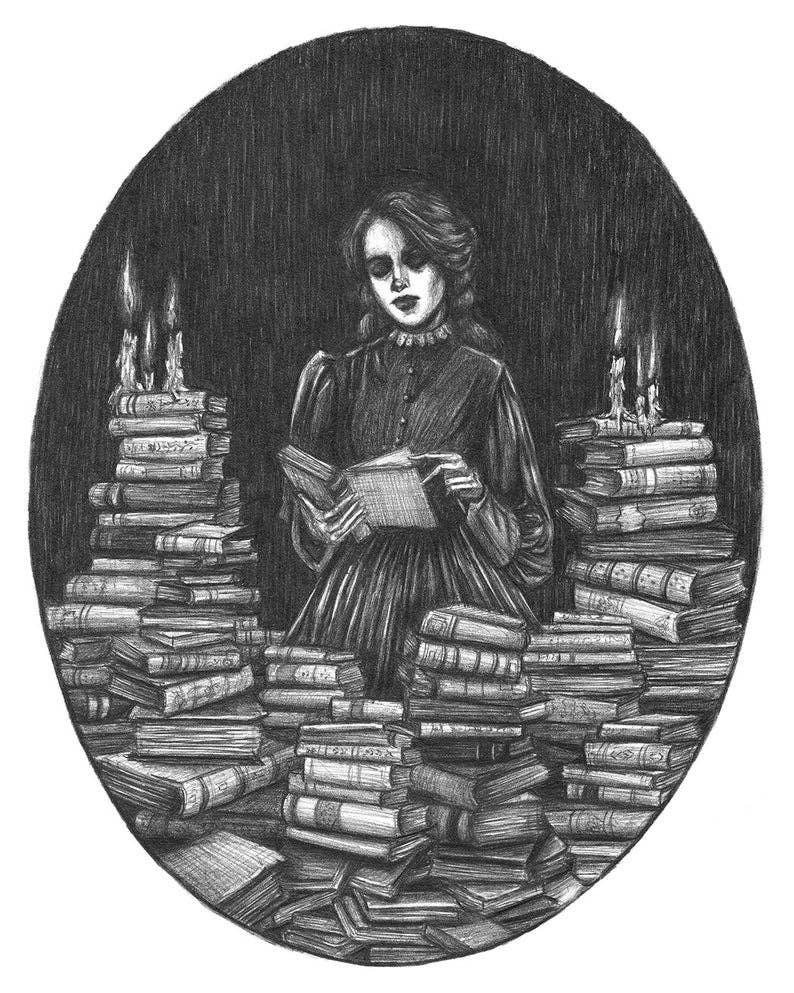 Bury Me in Books Art Print - Merry PigletsCaitlin McCarthy Art