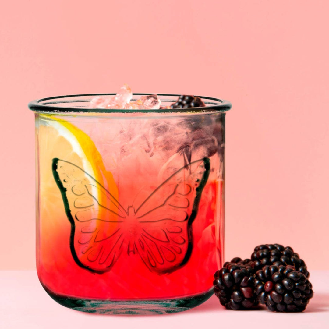 Butterfly Glass Tumbler - Merry PigletsCouronne Co.