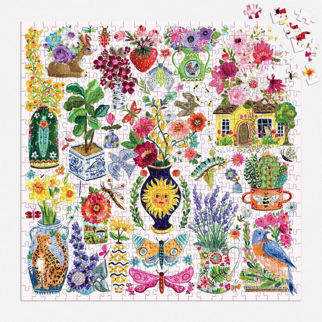 Buzzy Bouquets 500 Piece Puzzle - Merry PigletsGalison
