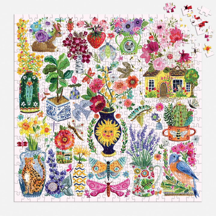 Buzzy Bouquets 500 Piece Puzzle - Merry PigletsGalison