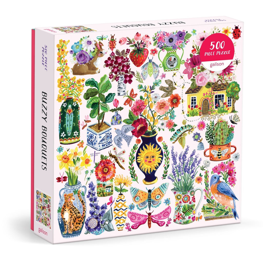 Buzzy Bouquets 500 Piece Puzzle - Merry PigletsGalison