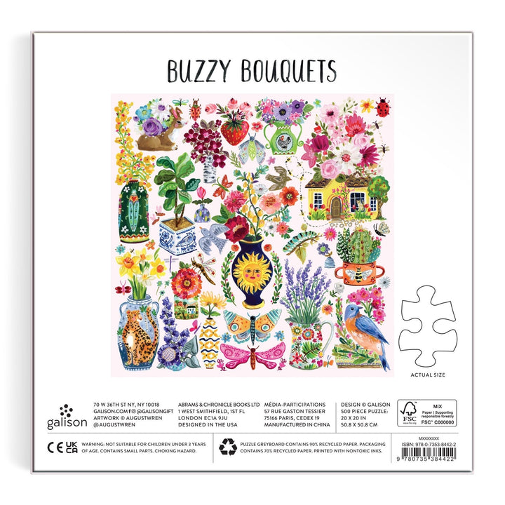 Buzzy Bouquets 500 Piece Puzzle - Merry PigletsGalison
