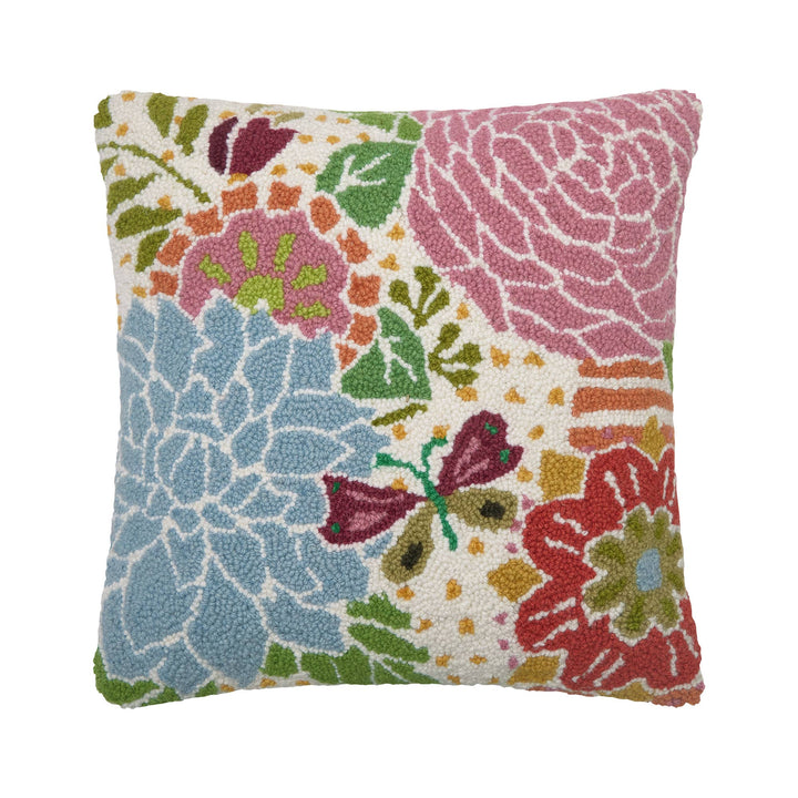 Dahlia Wool Hooked Pillow
