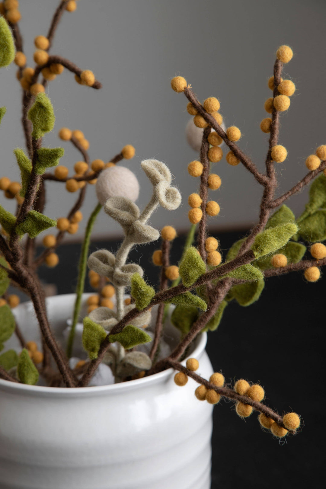 Wool Branch w/ Green Leaves