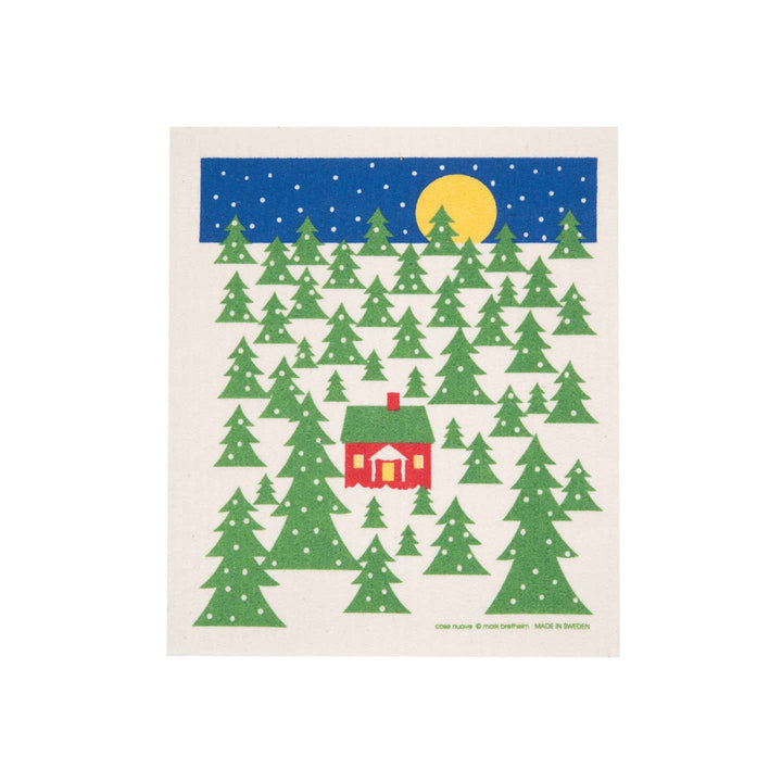 House in Forest Swedish Dishcloth