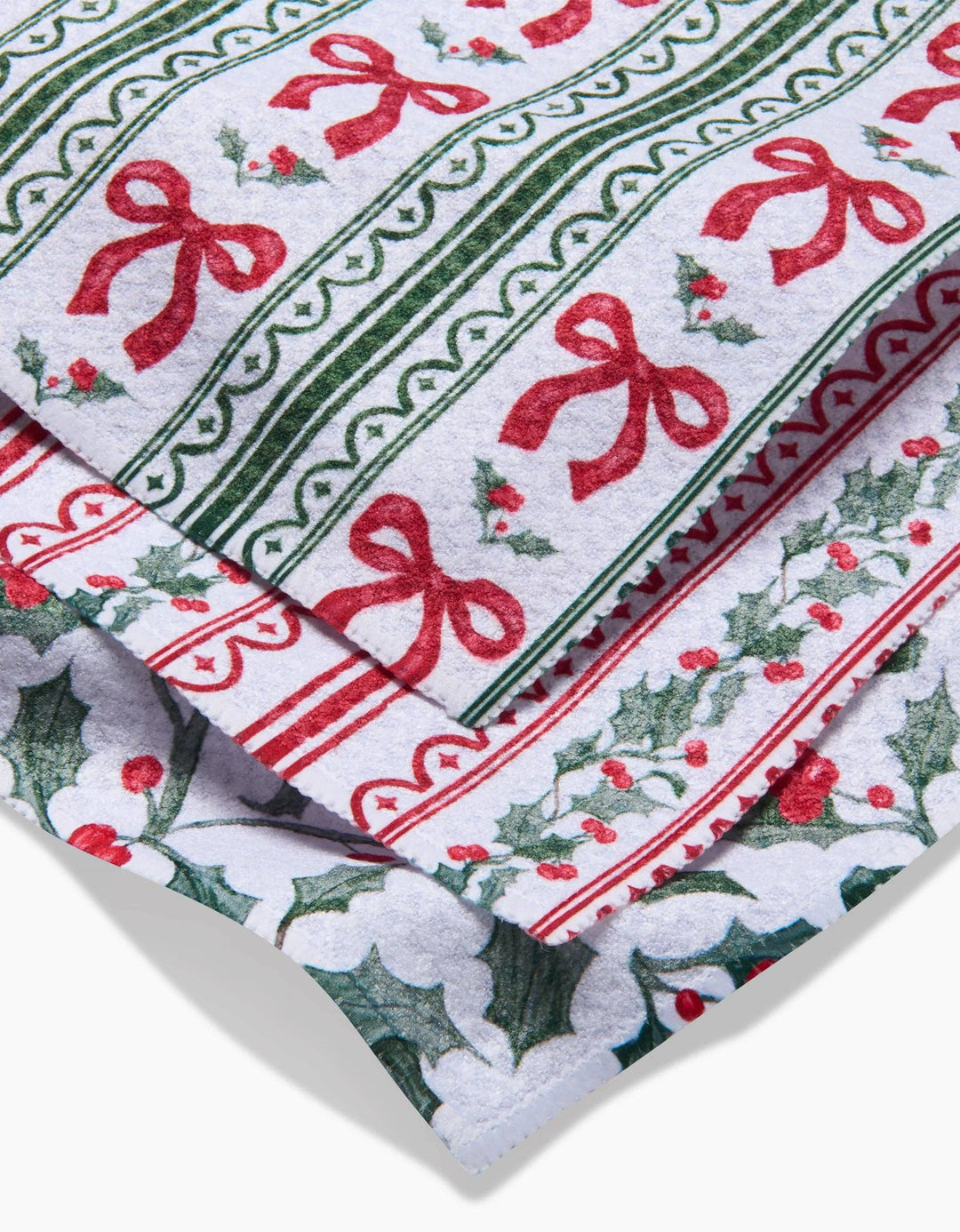 Christmas Ribbons Geometry Dishcloth Set