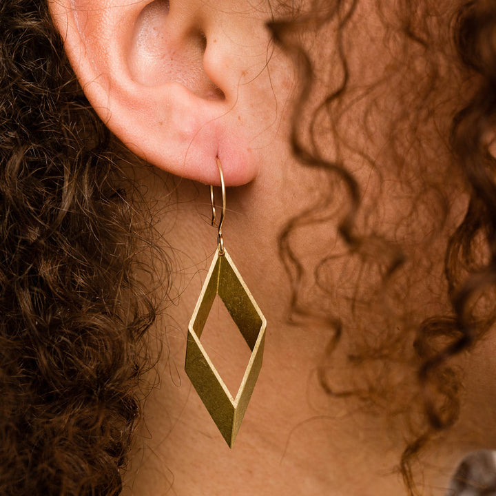 Brass Diamond Dangle Earrings