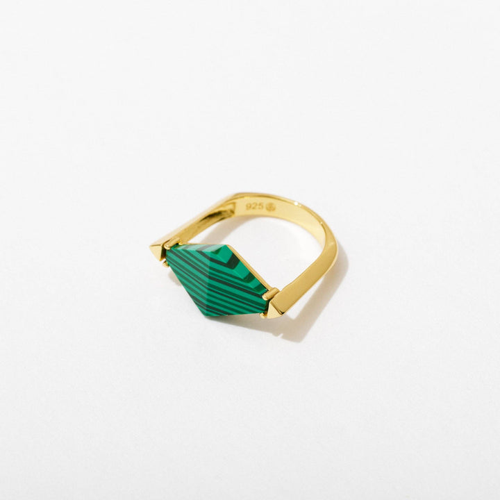 Malachite Gold Plated Ring