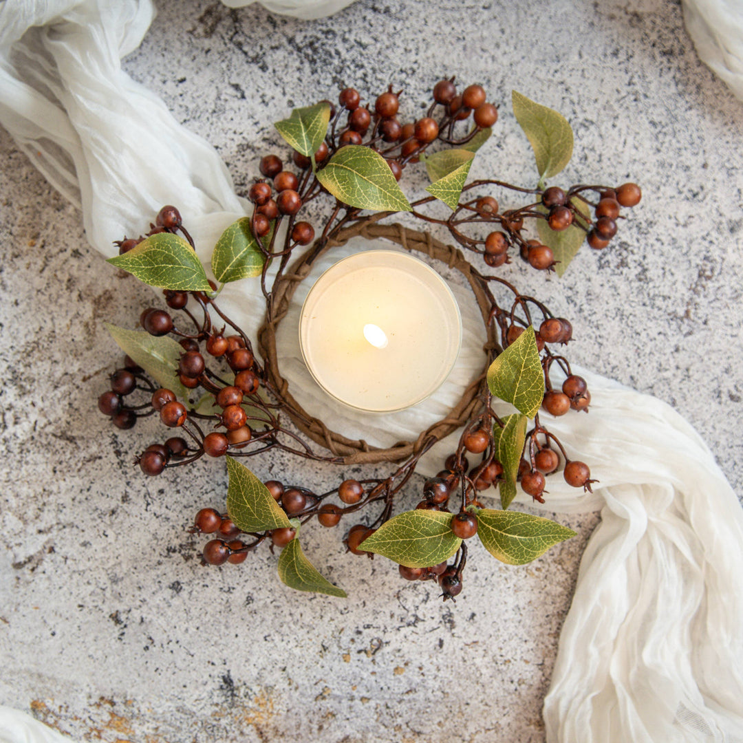 Brown Rose Hips Candle Ring