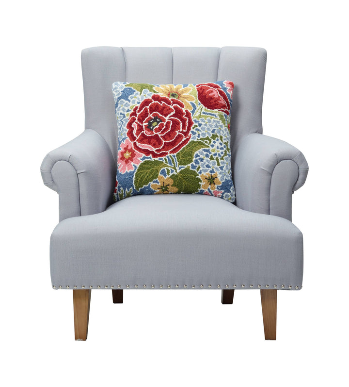 Farmhouse Floral Wool Hooked Pillow