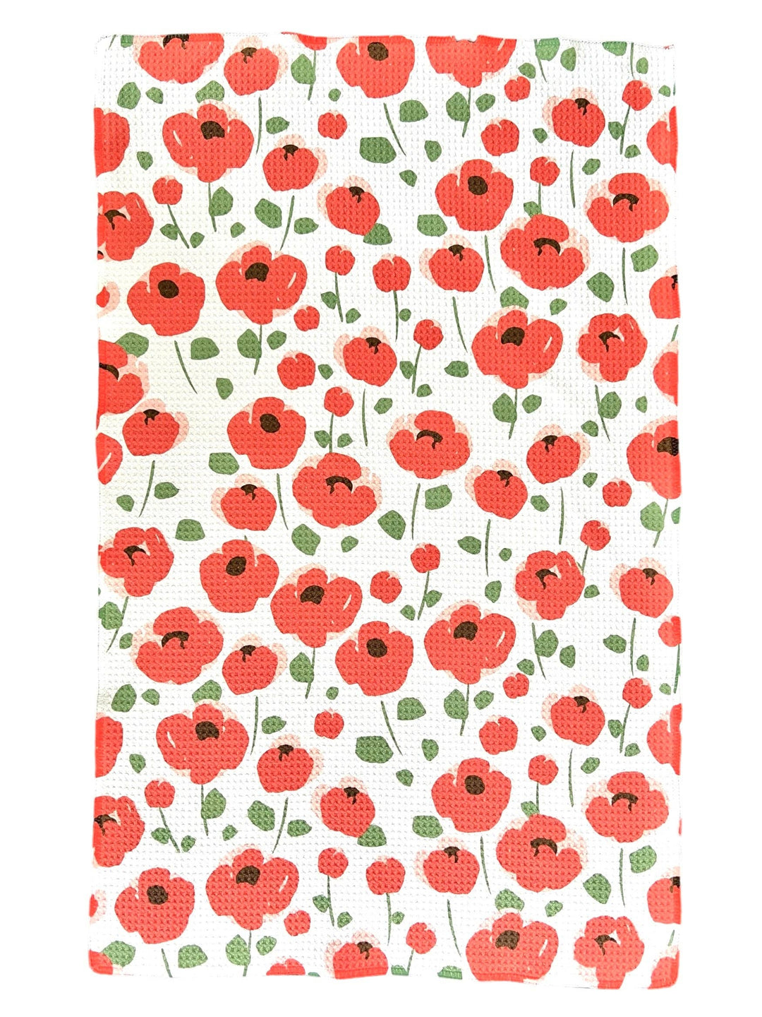 Poppies: Hand Towel / White - Merry Piglets