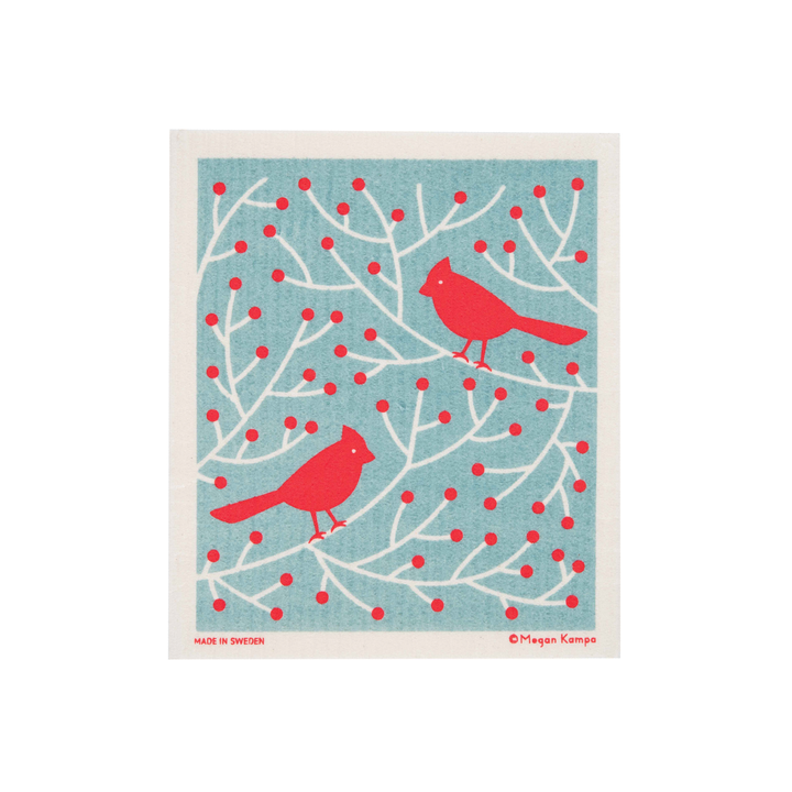 Cardinal Branch Swedish Dishcloth