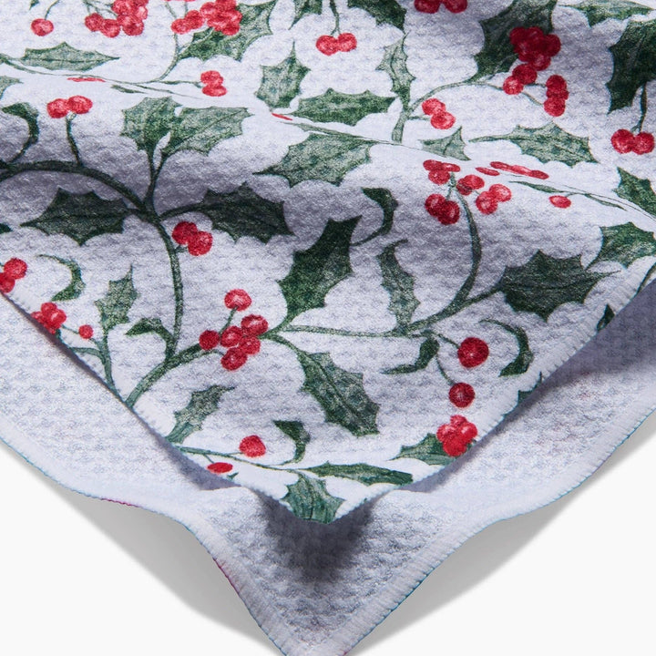 Christmas Holly Geometry Tea Towel