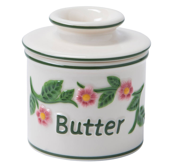 Raised Floral Butter Bell Crock