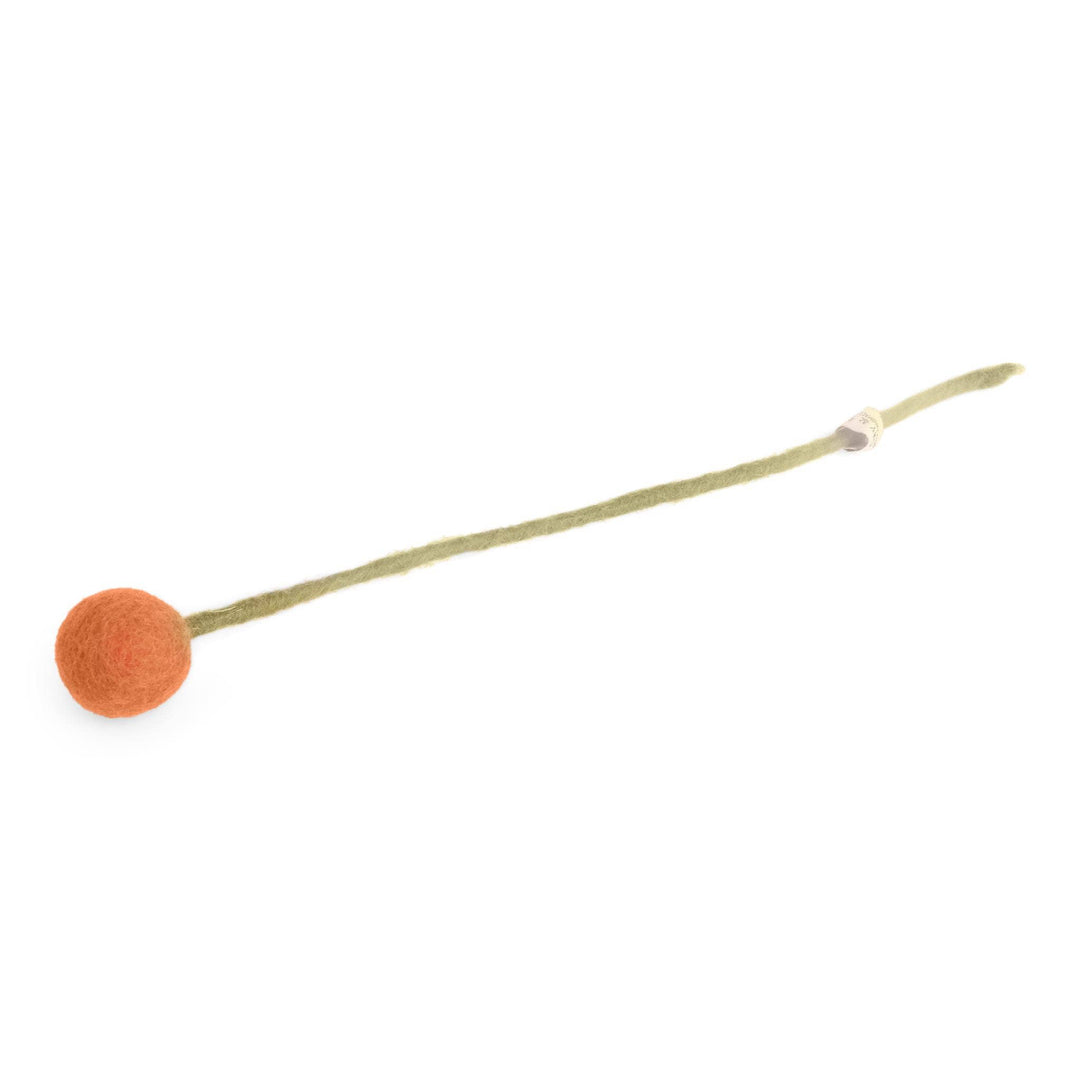 Orange Wool Pom Flower Large